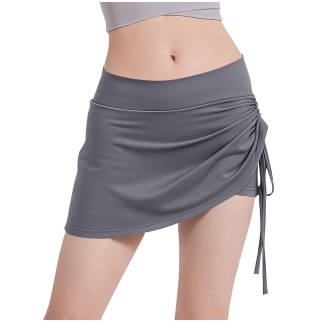 CHUMUD Tennis Skorts for Women Quick Dry Mid Rise Skirts with Shorts Gym Running Yoga Side Drawstring Skort