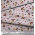 thumbnail image 3 of Soimoi Gray Silk Fabric Coffee Glass & Girl Heart Print Fabric by the Yard 42 Inch Wide, 3 of 3