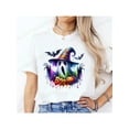 thumbnail image 1 of Women Cute Spooky Witch Print T Shirt Graphic Harajuku Streewear Halloween Horror Graphic Tee Clothes Causal Female Y2K Tops Tee, 1 of 6