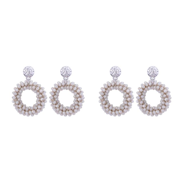 Qarigey Pendientes colgantes ligeros hechos a mano para mujer Pendientes tejidos exquisitos de moda y elegantes gris gris 2Conjunto