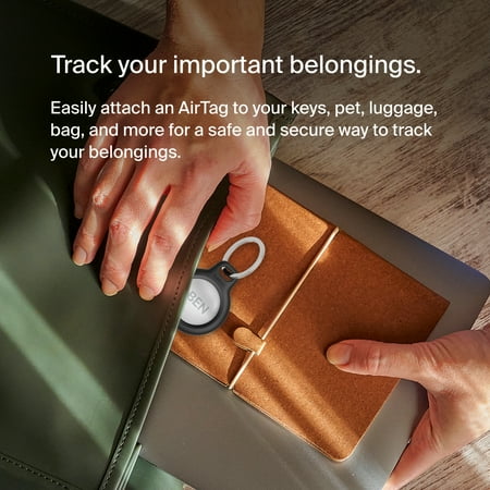 Belkin Apple AirTag Secure Holder with Key Ring - Durable Scratch Resistant Case With Open Face & Raised Edges - Protective AirTag Keychain Accessory For Keys, Pets, Luggage, Backpacks - Black