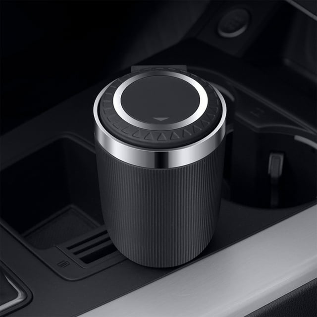 Cenicero portátil con luz LED, cenicero para coche con tapa desmontable, cenicero de acero inoxidable para coche y hogar, cenicero de plástico para coches