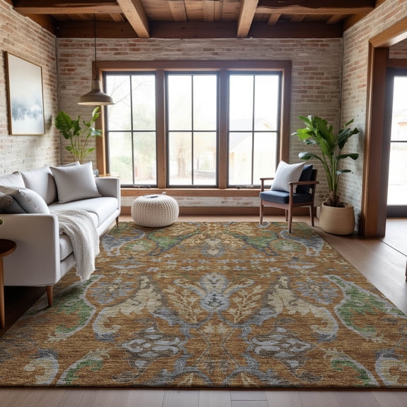 Addison Rugs Mayfield Premium Machine Washable Transitional Global Copper Rectangle Rug, 10' x 14'