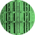 thumbnail image 1 of Ahgly Company Indoor Round Southwestern Emerald Green Country Area Rugs, 7' Round, 1 of 4