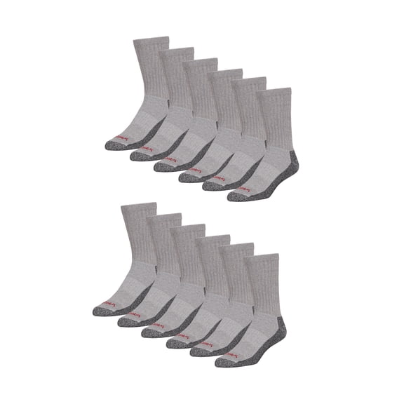 Wrangler Cushion Crew Socks for Men, Size 6-12, Gray, 6 Pairs