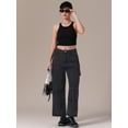 thumbnail image 7 of DARING DIVA Women's Cargo Jeans Straight High Waist Baggy Denim Pants S Black, 7 of 7