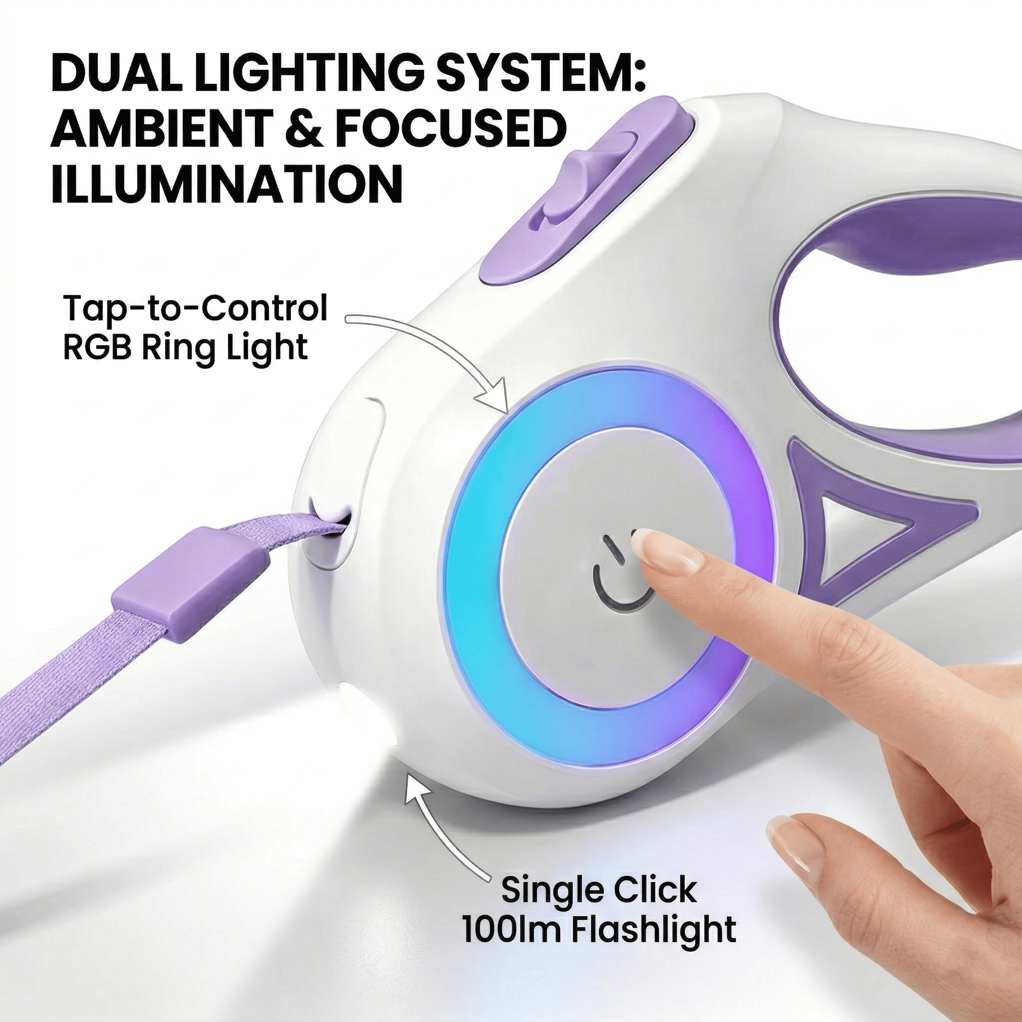 Retractable Dog Leash LED, Durable 5M Rope with LED Safety Light for Night Walks, Illuminated pet leash