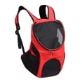 thumbnail image 2 of Mochila de viaje para perros y gatos, con malla ventilada y doble hombro (roja), 2 of 8