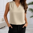 thumbnail image 2 of Wang6 Womens Satin Plus Size Tank Tops Elegant Sleeveless V Neck T Shirts Summer Solid Loose Fit Shirts Tops Beige XXL, 2 of 4