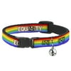 Buckle-Down Cat Collar, Breakaway Collar with Bell, Equality Stripe Rainbow White, 8.5 to 12 Inches 0.5 Inch Wide