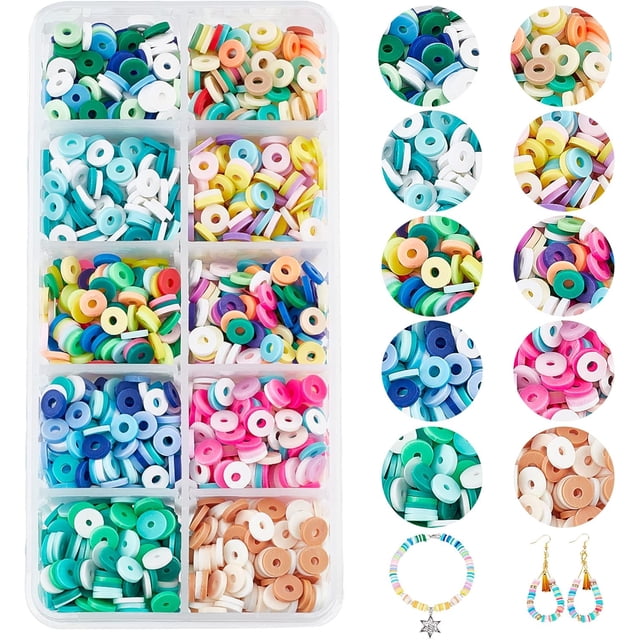 2500 piezas de cuentas de arcilla polimérica de 6 mm, redondas y planas, en 10 colores. Cuentas espaciadoras para joyería, collares y pulseras.