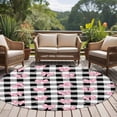 thumbnail image 4 of Round Area Rugs Collection 6 Ft, Valentine's Day Non-Slip Residential Carpet, Pink Bows Shining Stars Farmhouse Plaid Indoor Crawling Mats Runner Rugs for Living Room/Dining Room/Bedroom, 4 of 8