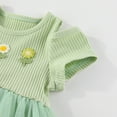 thumbnail image 4 of LUOGENLI Robe Fille Manches Courtes Florale Fête de Vacances Robe en Maille Danse Robe Princesse Robe pour Filles Denim Noir Vert 3-4 Ans, 4 of 6