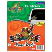Enjoy It! Peace Frogs Multi-Color Car Sticker, 2 Stickers