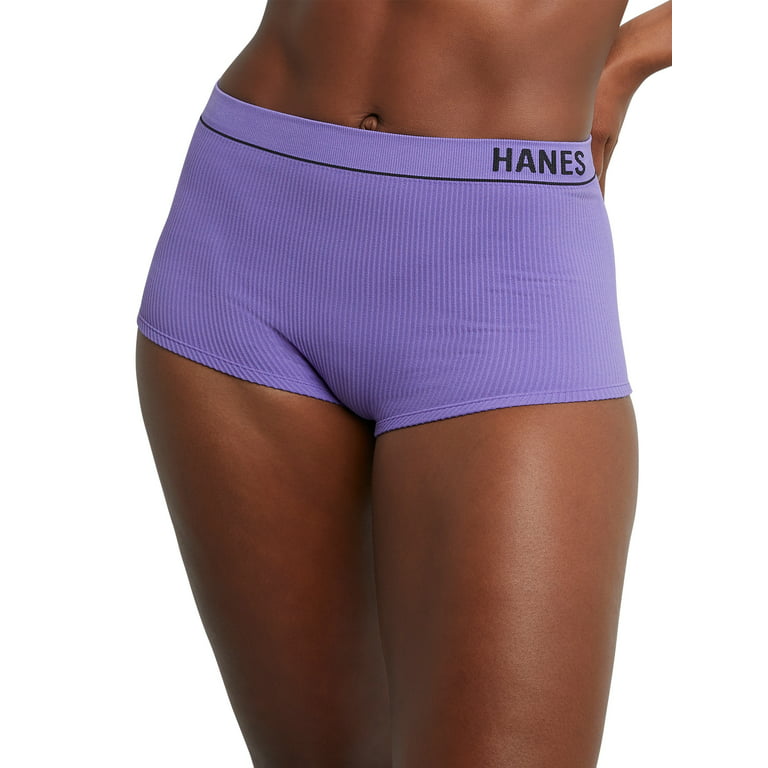 Hanes Women's Originals Seamless Stretchy Ribbed Boyfit Panties