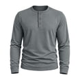 thumbnail image 3 of Mens Long Sleeve Henley Shirts 3 Button Moisture Wicking Tee Solid Color Soft Basic Casual Tshirt Gray XL, 3 of 6