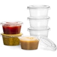 thumbnail image 2 of FGTHBF-Clear Disposable Plastic Portion Cups With Lids (100 Sets - 2 Oz) - Disposable Condiment Cups, Thanksgiving Sauce/Dip/Dressing Cups, Souffle Cups & Jello Shot Cups With Lids, 2 of 4