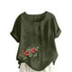 thumbnail image 1 of Vestidos Casuales Para Mujer, Blusas De Mujer De Moda Blusa informal de lino con cuello redondo, manga corta y botones para mujer, 1 of 4