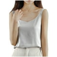 thumbnail image 2 of Sevevn Women's Summer Casual And Fashionable Solid V-neck Round Sleeveless Top Gray M Deal of the Week, 2 of 3