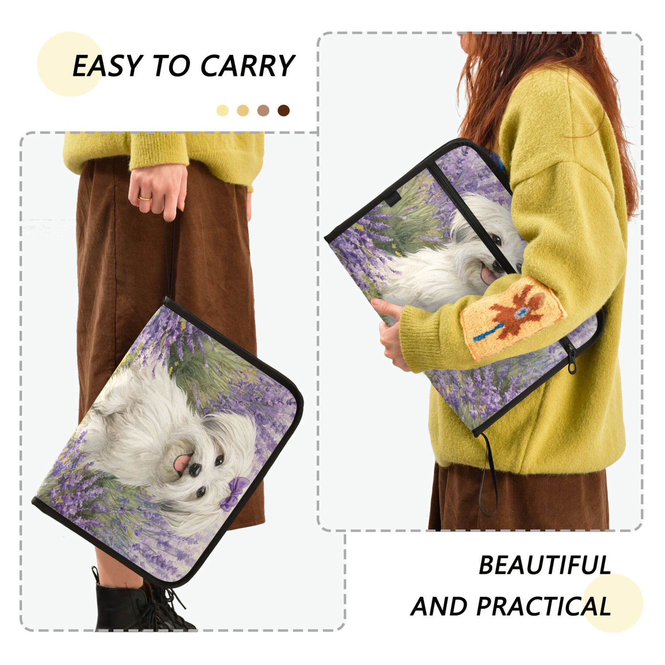 WOBOGO Happy Havanese Dog Expanding File Folder Letter Size Accordion Filing Organizer 13 Pocket Separate Organ Pocket