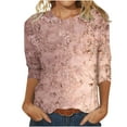 thumbnail image 2 of AOOCHASLIY American Carnival Women Tops Women's Fashion Printed T-shirt 3/4 Sleeves Blouse Round Neck Casual Tops, 2 of 5