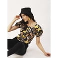 thumbnail image 5 of DressBerry Women’s Printed Cotton Flex Square Neck Top Front Buttoned Short Puffed Sleeves Waist Length Party Wear Light Weighted Casual Summer Top, 5 of 7