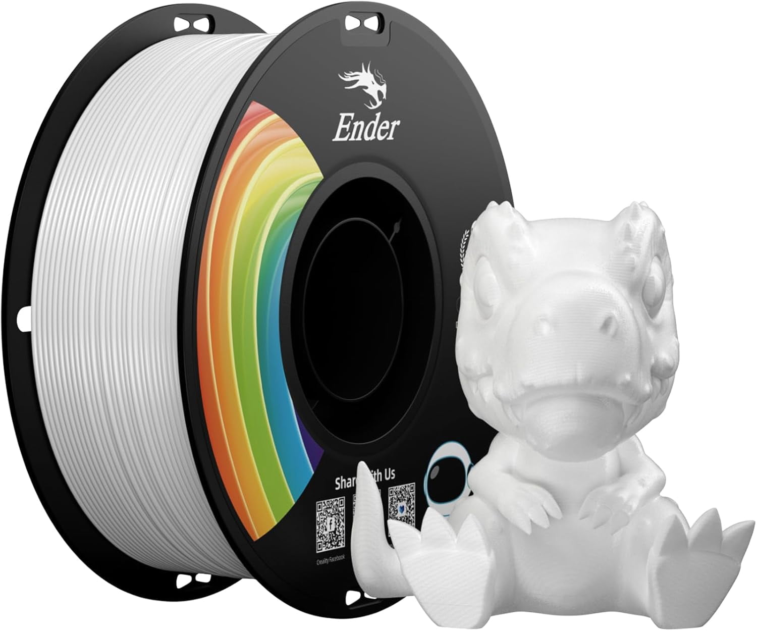 Creality Ender PLA+ Filament White 4 Pack of 1KG Spools, 1.75mm Diameter, Compatible with 99% FDM 3D Printers, Strong Toughness, Clog-Free, Vacuum Packaged, High Precision, Eco-Friendly