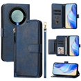 thumbnail image 4 of Funda para Honor X9A 5G con cremallera tipo cartera, tarjetero, marco de fotos, soporte y cordón, de piel sintética. azul, 4 of 5