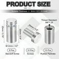 thumbnail image 2 of 1/2x1" Standoff Screws, 8 Pack Stainless Steel Stand Off Wall Mounts Wall Sign Mounting Hardware Advertising Standoff Nail for Hanging Acrylic Signs Picture Frame, Silver, 2 of 6