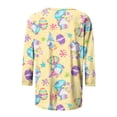 thumbnail image 4 of YanHoo Women Easter 3/4 Sleeve Crewneck Tops Women's Happy Easter Shirt 3/4 Sleeve Funny Graphic Tee Tops Rabbit Egg Graphic Slim Fit Dressy Casual Pullover Blouse, 4 of 6