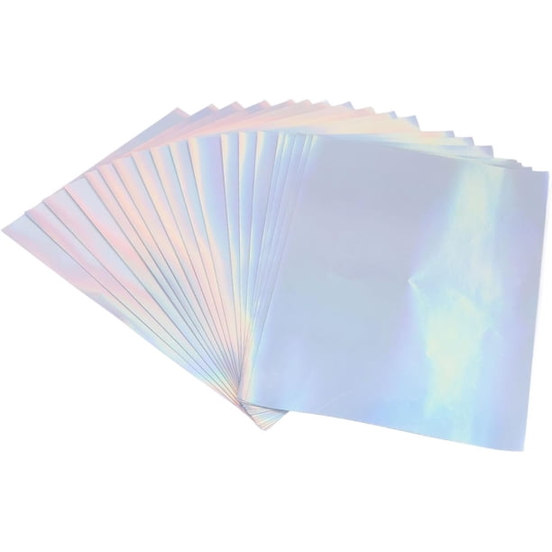 Papel Adhesivo Holográfico Imprimible, Resistente a los Arañazos A4, 20 Hojas de Papel Adhesivo Láser para Fotocopiras