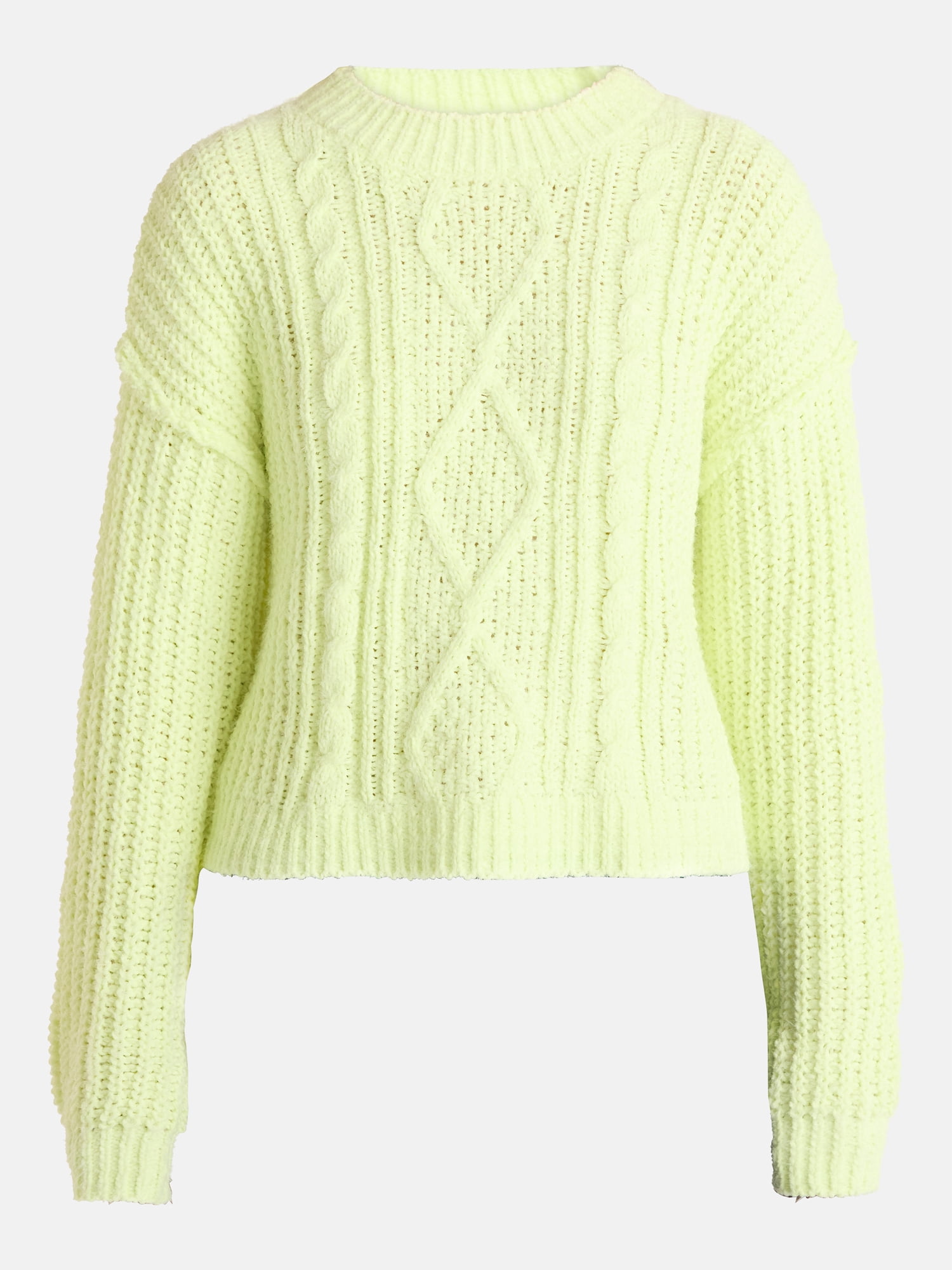 No Boundaries Cable Knit Sweater, Midweight, Women's