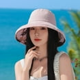 thumbnail image 2 of Women's UV Protection Wide Brim Sun Hat Packable Reversible Bucket Summer Beach Cap, 2 of 4
