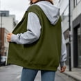 thumbnail image 6 of Womens Hoodies Color Block Fleece Lined Full Zip Quick-Dry Sweatshirt Drawstring Hood Side Pockets Mid Length for Street Shopping Daily Hangout | TruBelle,Army Green L, 6 of 7