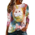 thumbnail image 2 of Craaazy Women's 3/4 Sleeve Funny Rabbit Print Cute Easter Day T-Shirts Gifts, 2 of 9