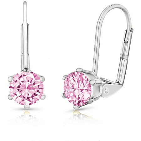Blue Topaz Leverback Gem Earrings - 2.0 Carat T.G.W. Round Genuine Blue Topaz Gemstone 18kt White Gold-Plated Leverback Earrings