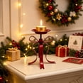 thumbnail image 6 of Christmas Ribbon Candle Holder, Vintage Knot Stand with Metal and Wood Base and Classic Style, Tabletop Centerpiece for Mantel, Shelf, Winter, Holiday, Home.(red), 6 of 6
