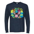 thumbnail image 2 of Cute Happy Smiling Dog Rainbow Pitbull Dog Lover Mens Long Sleeve Shirt, Vintage Heather Navy, X-Large, 2 of 3