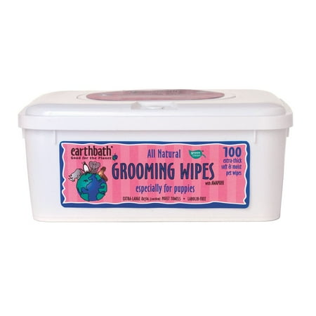 Grooming Wipes - Earthbath All Natural Puppy Grooming Wipes, 100 Wipes