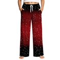 thumbnail image 4 of Christmas Sleep Pants for Women Snowflakes Drawstring Wide Leg Sleep Pants Elastic High Waist Casual Holiday Festive Xmas Pajama Pants, XL, 4 of 7