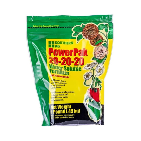 Powerpak Water Soluble Fertilizer 20-20-20 - 1 lb Bag by Southern Ag