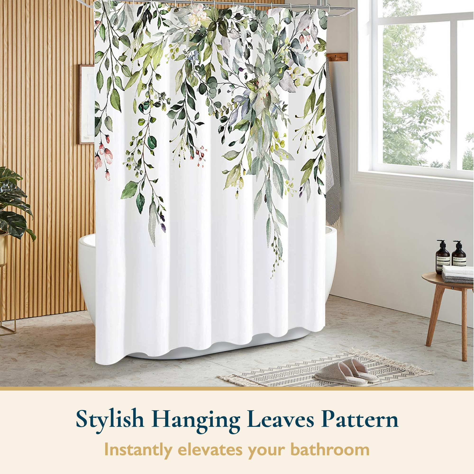 ComfiTime Green Shower Curtain, Hanging Vines, 72x72 photo 2