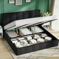 thumbnail image 5 of Amolife King Size Lift Up Storage Bed Frame, Velvet Upholstered Platform Bed with Adjustable Headboard, No Box Spring Needed, Black, 5 of 12