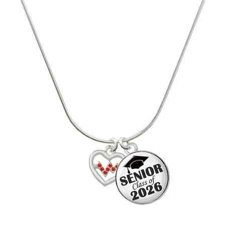 Delight Jewelry Silver-tone Heart with Red Crystal Heartbeat – Silvertone Senior Class of 2026 Dome Necklace 18 Delight Jewelry Silver-tone Heart with Red Crystal Heartbeat – Silvertone Senior Class of 2026 Dome Necklace 18