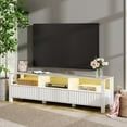 thumbnail image 2 of LED TV Stand for 75 Inch TV, White Modern Entertainment Center with Faux Marble Tabletop, Wood Media Console Table with 6 Storage Cabinet for Living Room Bedroom, 70 Inch, 2 of 8