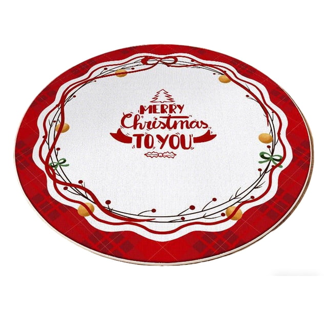 EGNMCR Christmas Round Rug Living Room Festive Floor Mat Crystal Velvet Decorative Living Room Rug A chopper