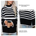 thumbnail image 2 of Women Sweater Women Sweater High Neck Long Sleeves Strip Pattern Loose Fit Knit Pullover Knitwear For Winter Fall ANGGREK Otros, 2 of 7