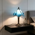 thumbnail image 5 of Fareti Stained Glass Table Lamp, ArtDecorative Bedside Light for Bedroom Living Room, Colorful Vintage Style Nightstand Lamp with Soft Warm Glow, 14.17"x7.87"x4.72", 5 of 7