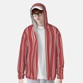 thumbnail image 2 of Vsdgher Rayures Rouge Blanc Imprimé Sweat à Capuche Adulte pour Hommes Femmes, Manches Longues Protection Solaire Chemises de Pêche pour Course Natation-Grand, 2 of 7