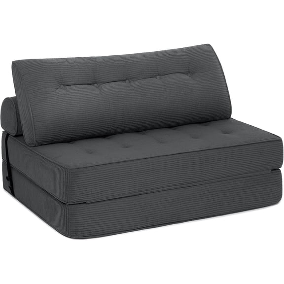 Folding Sofa Bed Sleeper Sofa Chair 3 in 1 Convertible Sofa Bed with 2 Pillows Foldable Couches Full Size Grey